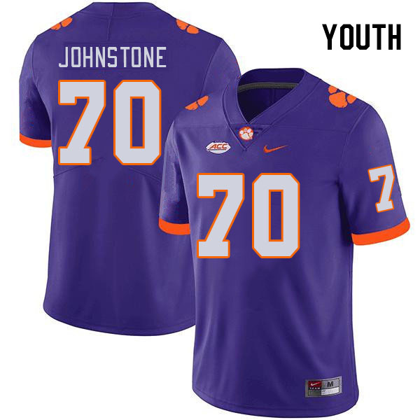 Youth #70 Mason Johnstone Clemson Tigers College Football Jerseys Stitched-Purple